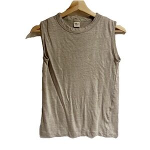 Ron Herman Women XS Gray Linen Tank Top Crew Neck